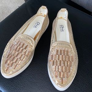 Gold rhinestone flats